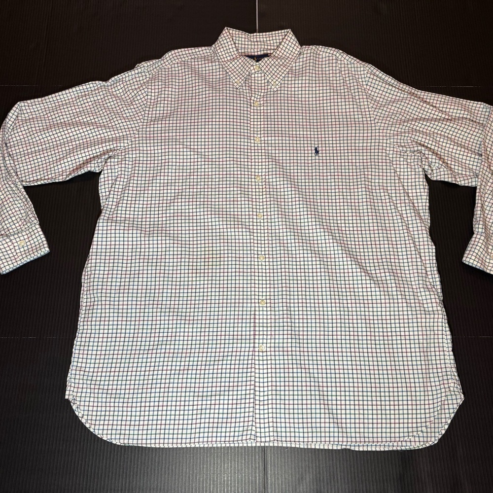 Ralph Lauren White Checkered Casual Long Sleeve Button Down Shirt